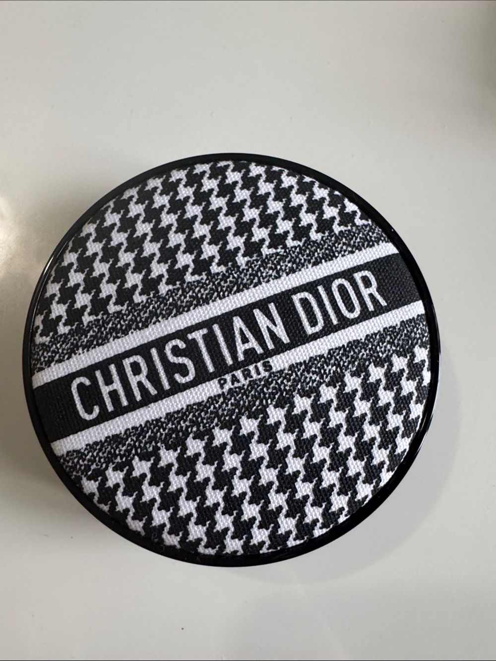 Dior Black & White Houndstooth Skin Glow Cushion  with Christian Dior Logo Case